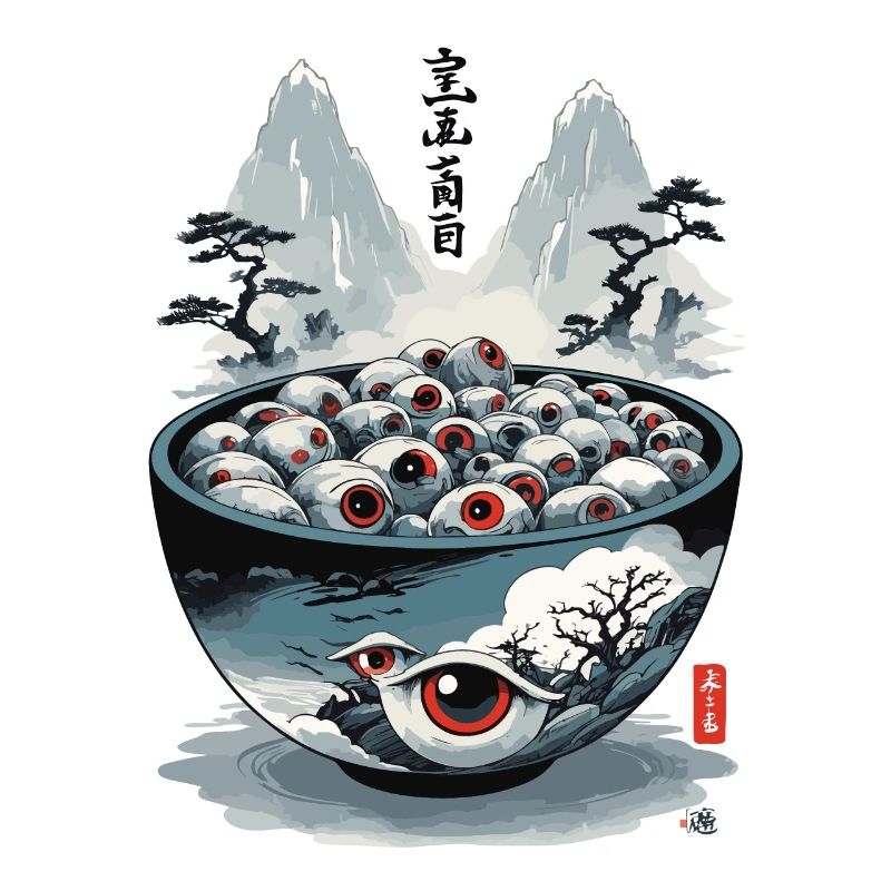 Yokai Ramen Suppe Dämon Ukiyo-E Halloween Kunst