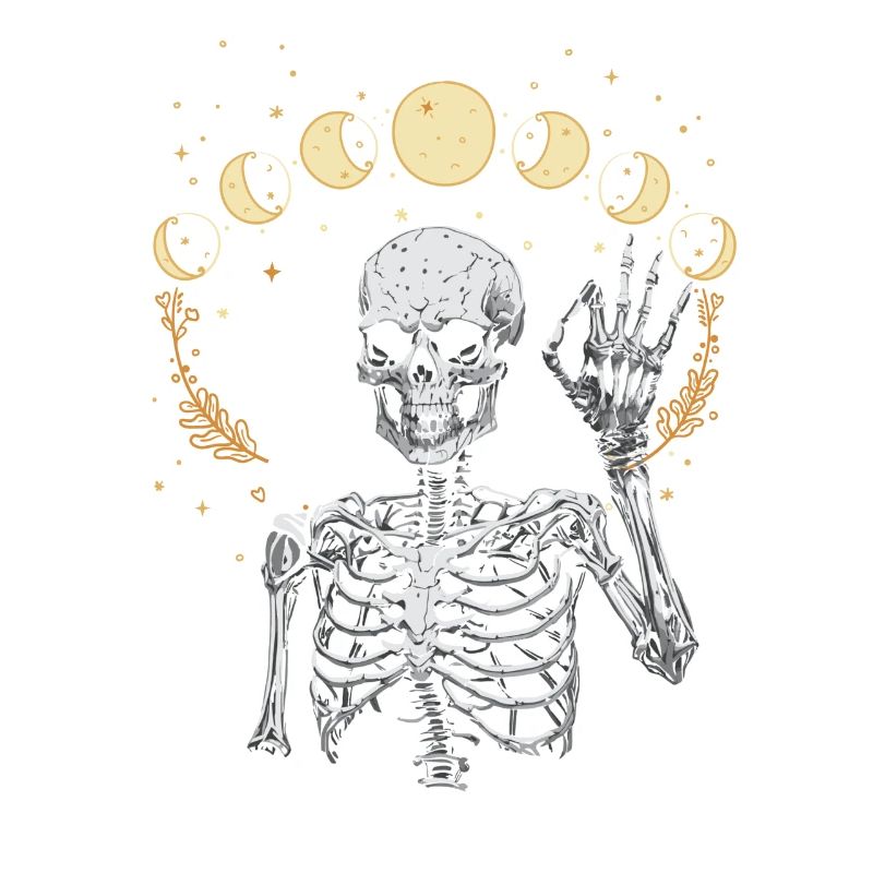 Luna Fantasma Scheletro Stregoneria Ora Halloween Spettrale