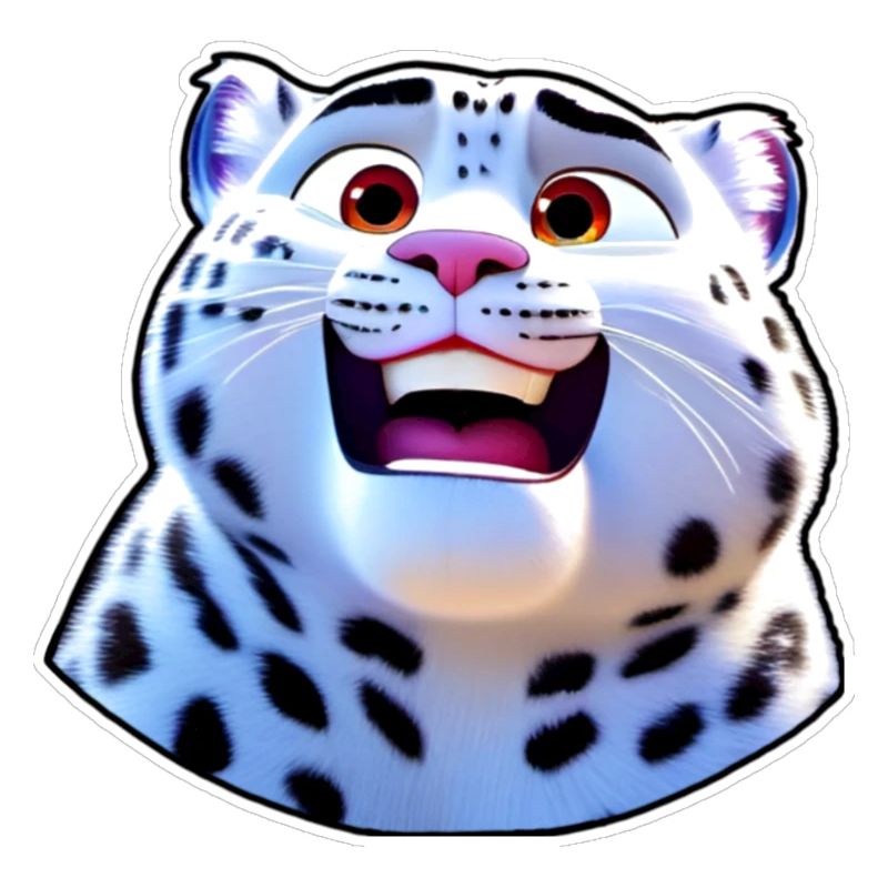 Cute snow leopard in comic style