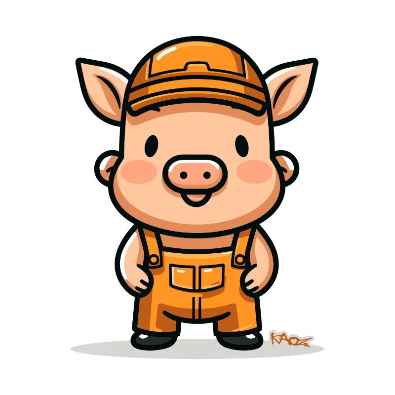 Witziges Bauarbeiter Handwerker Schwein