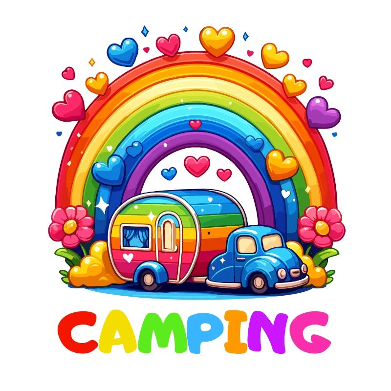 Camping Regenbogen Campingplatz Glück Camper Herz