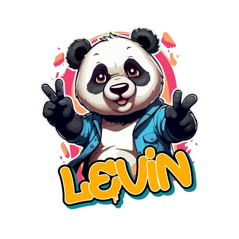 LEVIN - Handsome Boy Name with Cool Panda
