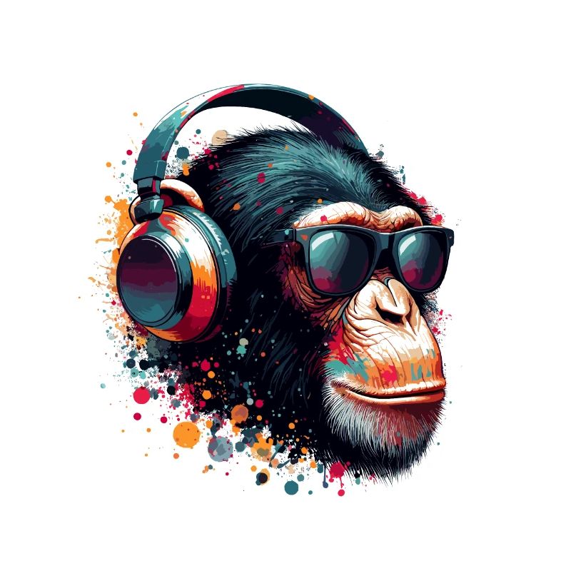 DJ Monkey Monkey Chimpanzee Casque Lunettes de soleil