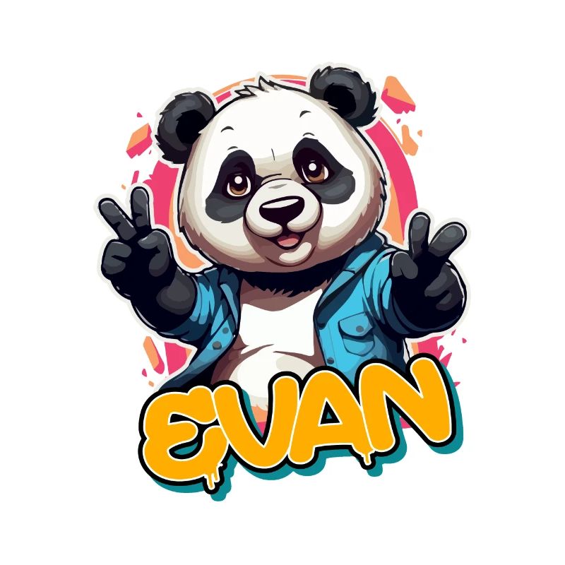 EVAN - Beautiful boy name with cool panda