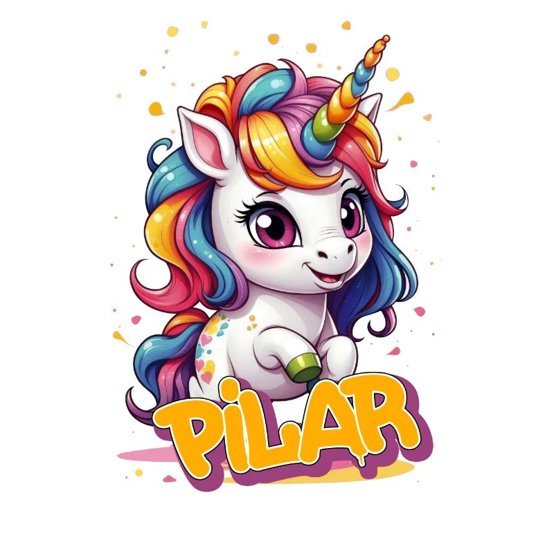 PILAR - Schöner Mädchen Name mit süßem Einhorn