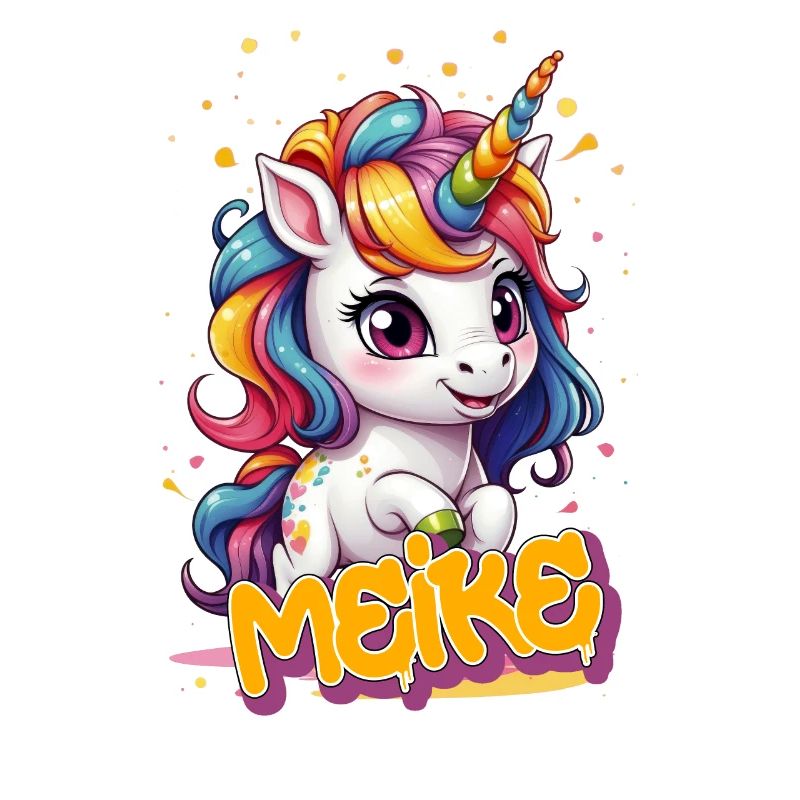 MEIKE - Schöner Mädchen Name mit süßem Einhorn