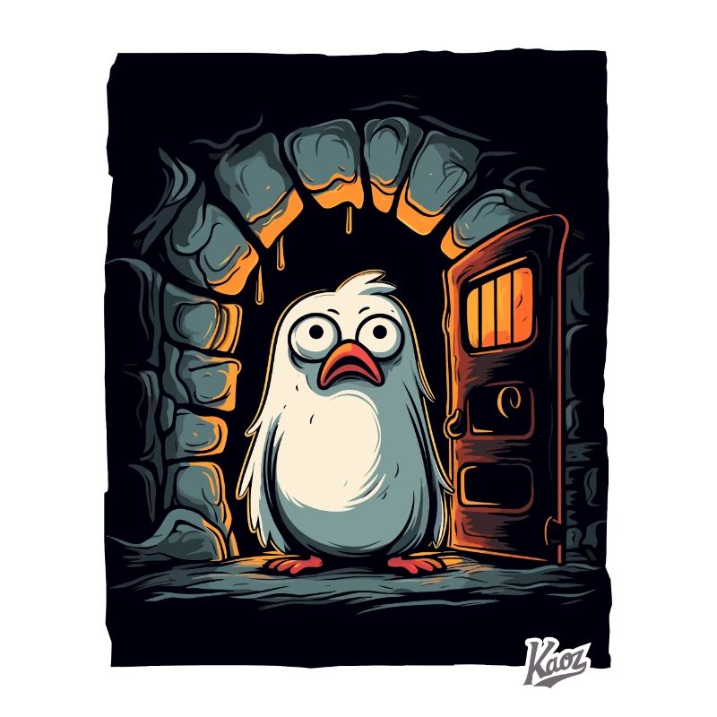 Déconcerté petit oiseau mignon dans le donjon donjon