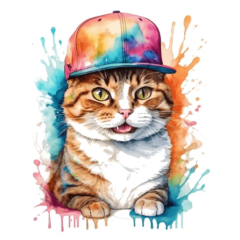 Katze Snapback Cap Bunt Lustig Tier Design Print