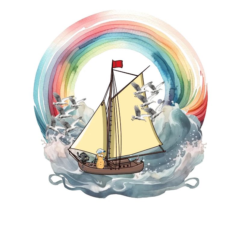 Bateau Peanut Bateaux Rainbow Ship Sailing Nut