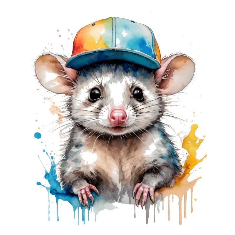 Opossum Snapback Cap Cool Tier Design Print