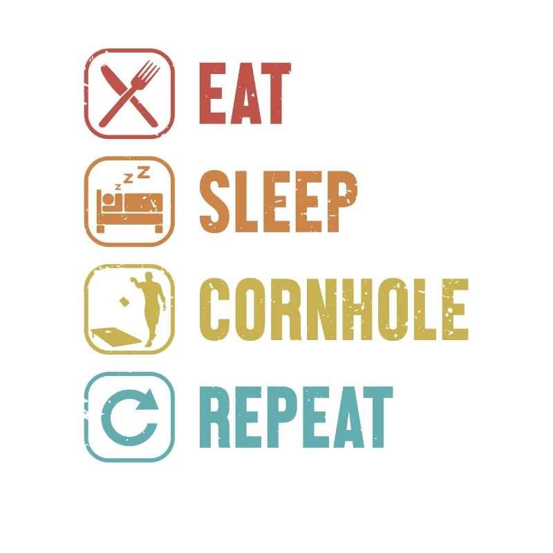 Manger dormir Cornhole répéter jeu planches Pouf