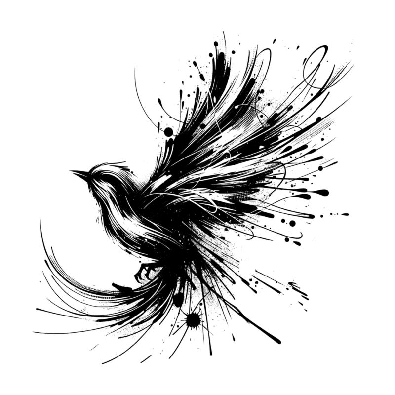 Schwarzer Vogel im InkArt-Stil