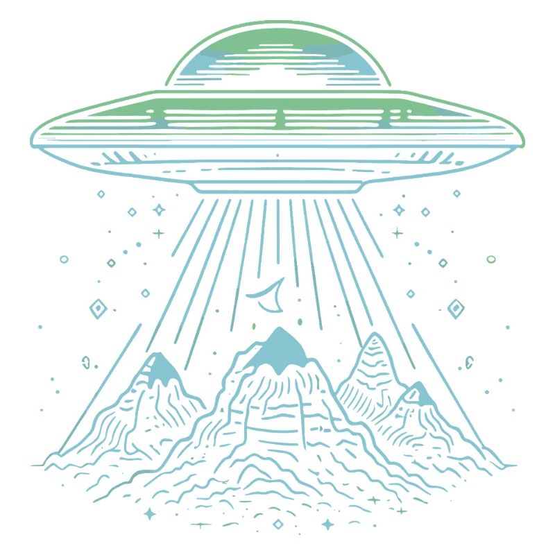 UFO Mountain Abduction - Mysterious Sci-Fi Design