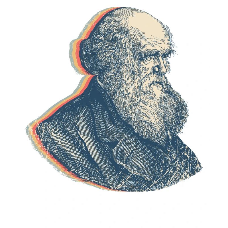 Charles Darwin Evolutionstheorie Retro-Linienkunst