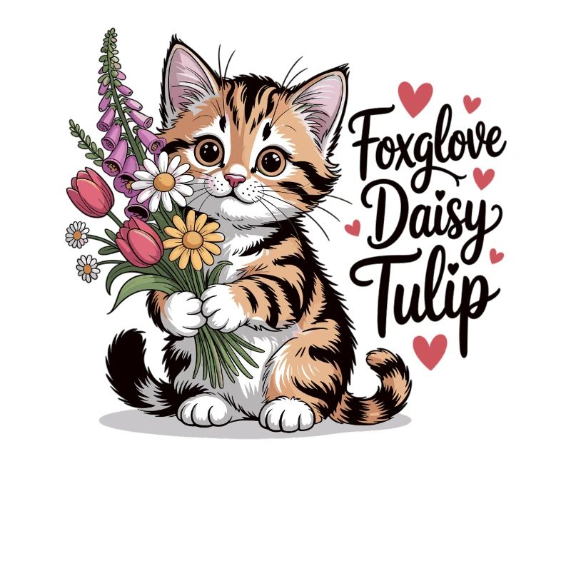 Cute cat with spring flowers