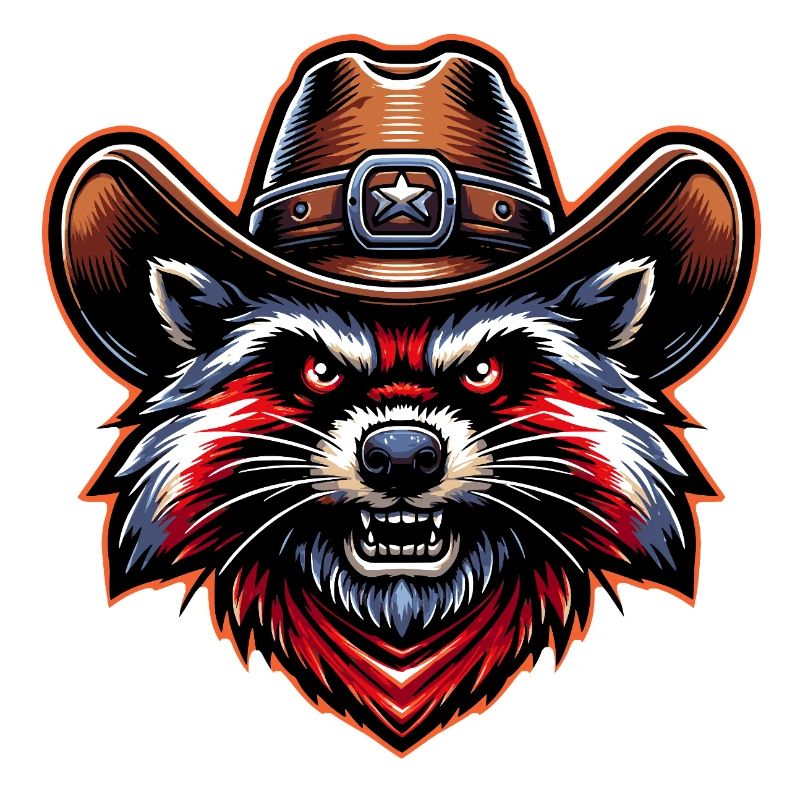 Waschbär mit Cowboyhut in Comic Style