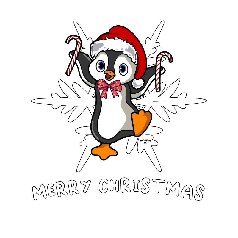Doux pingouin de Noël avec flocon de glace