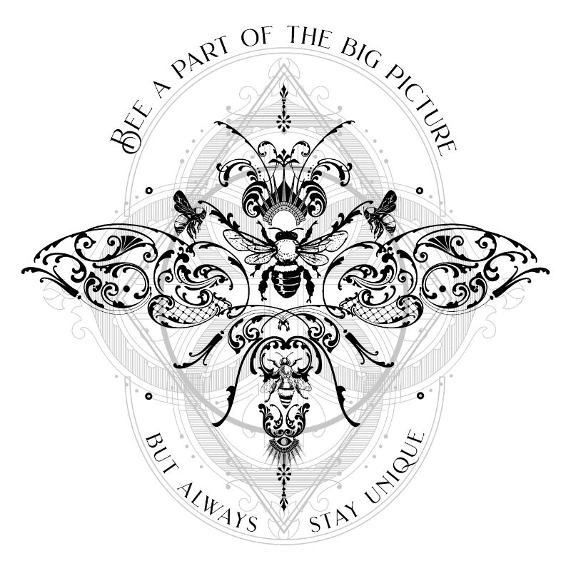 Bee Psychedelic Geometry Pattern cool dicton