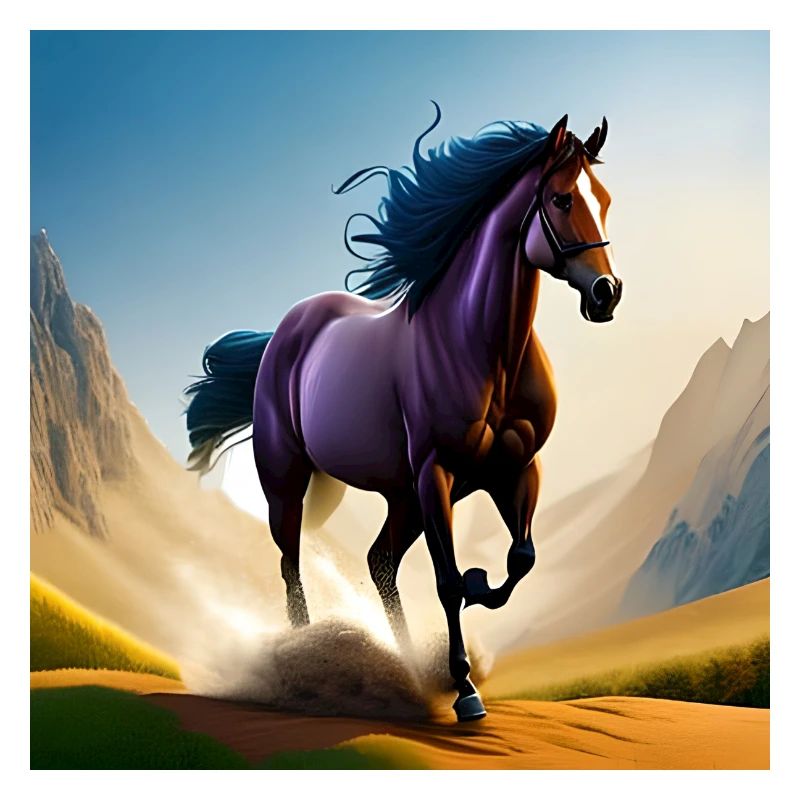 Cheval au galop dans le sable