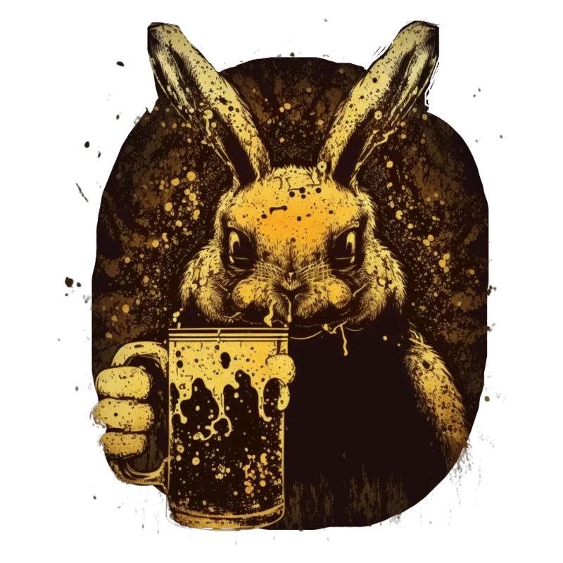 Cute rabbit and beer lover