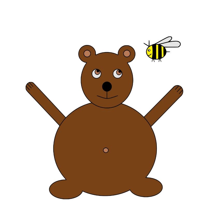 Brown Bear & Yellow Flying Honey Bee Bumblebee