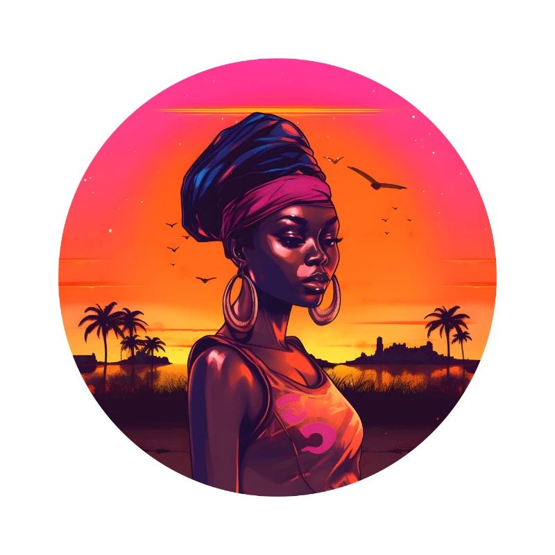 Synthwave traditional african woman