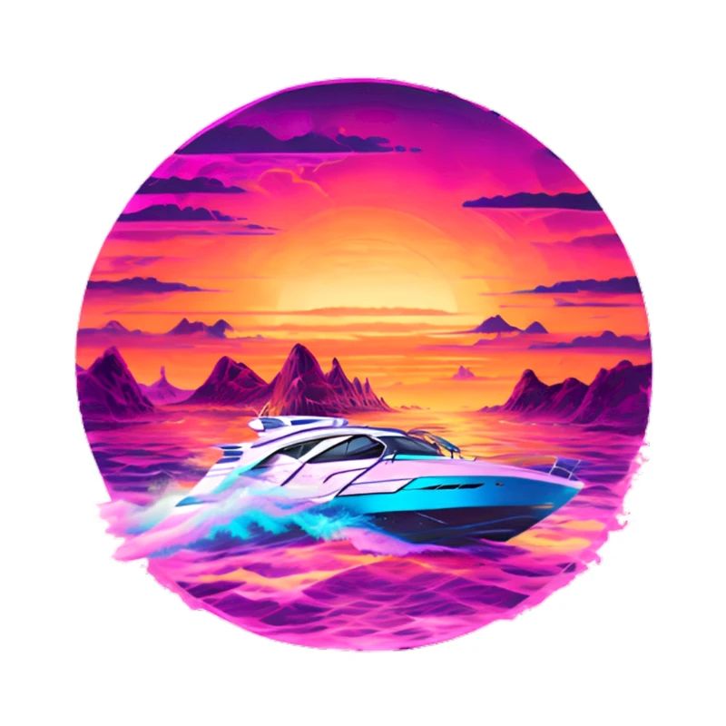 Speedboot im Sonnenuntergang