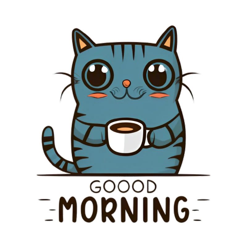 Chat café le matin
