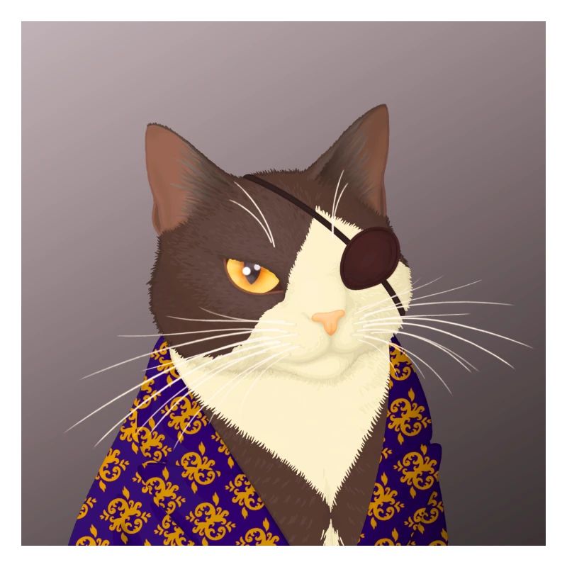 Mad Cat the Mobster - Chat smoking avec cache-œil