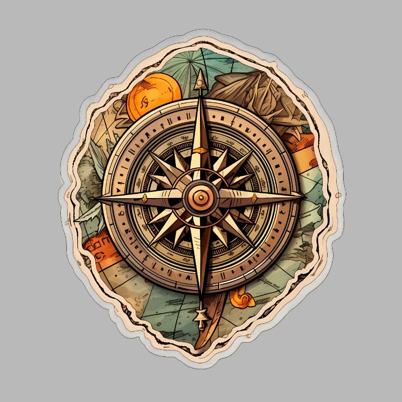Retro compass on world map