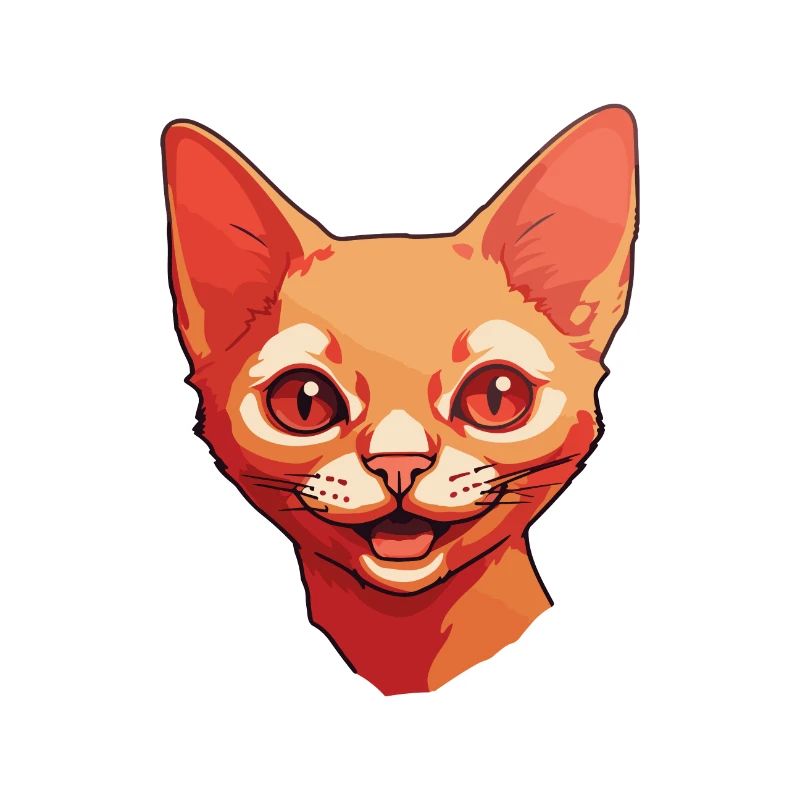 Red Devon Rex Cat Cartoon Watercolor Illustration