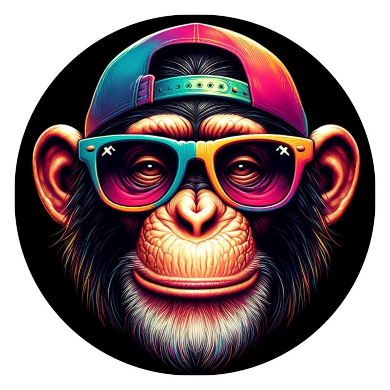 Funny monkey with cap and glasses