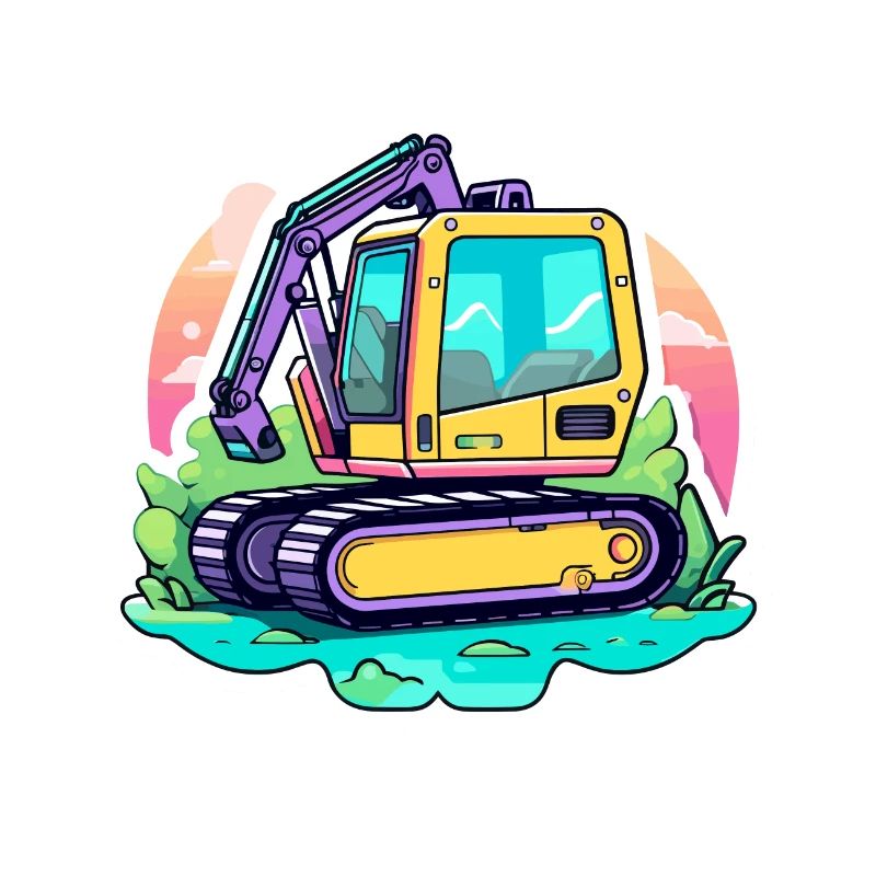 Excavator Construction Site Drawing