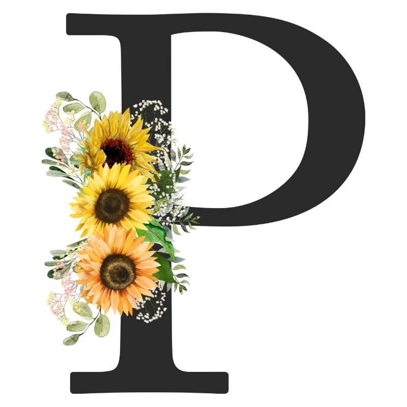 P Monogram Sunflowers