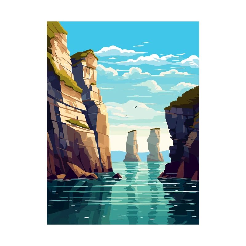 Stack Rocks Pembrokeshire Affiche de voyage Vintage