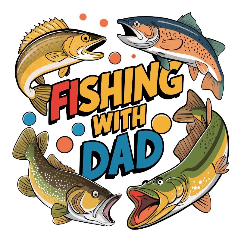 Fishing with dad with colorful fish