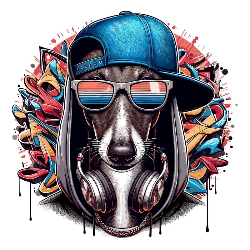 Cadeau de graffiti de chien Greyhound Gangsta