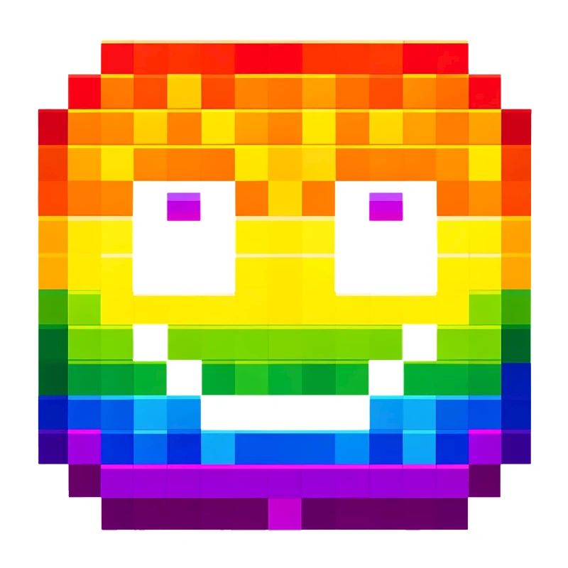 Pixelated Rainbow Smile Face