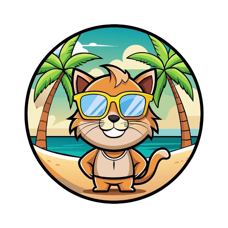 Pixie Bob Cat Breed Cartoon Sunglasses Beach