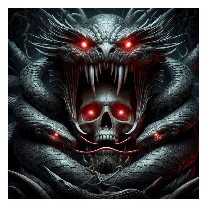 Crâne dévoré par les serpents