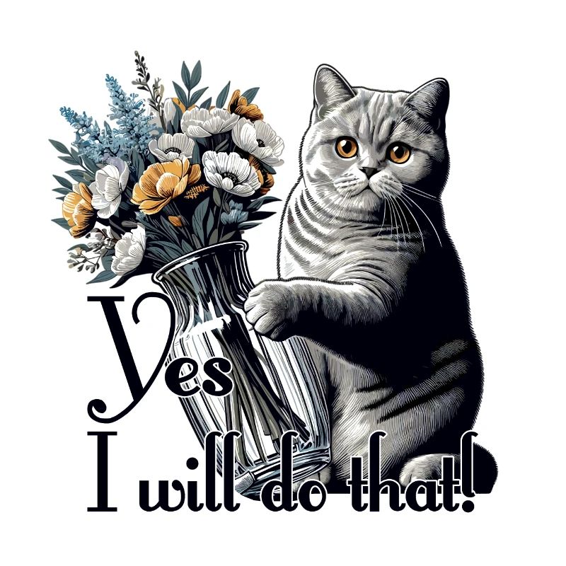 BKH British Shorthair Cat Vase Topple Over Gift