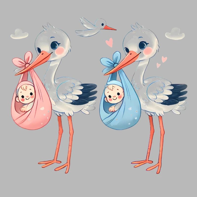 Rosa oder Blauer Storch Baby Überraschung