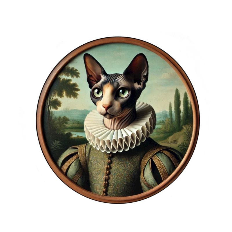 Portrait d’un chat sphynx de style Renaissance