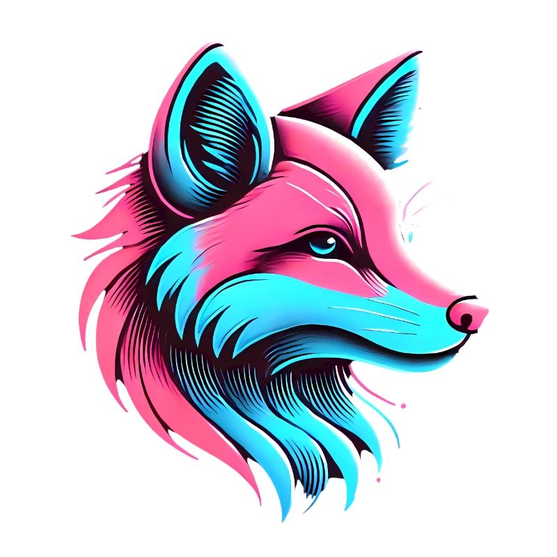Neon Fox Glow Artistic Design