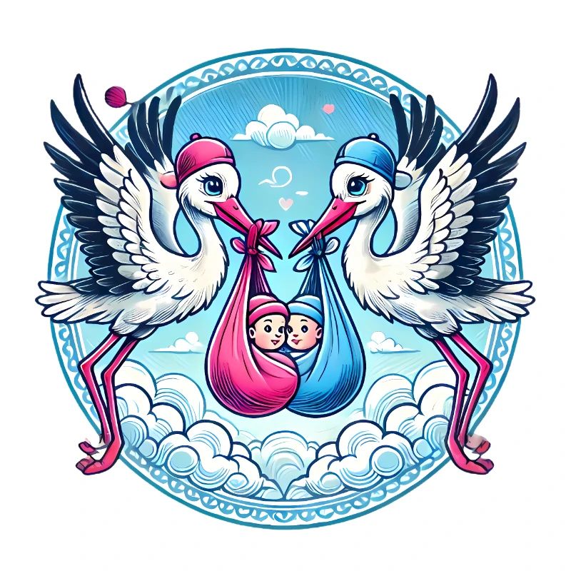 Pink or Blue Stork Baby Bundle Design