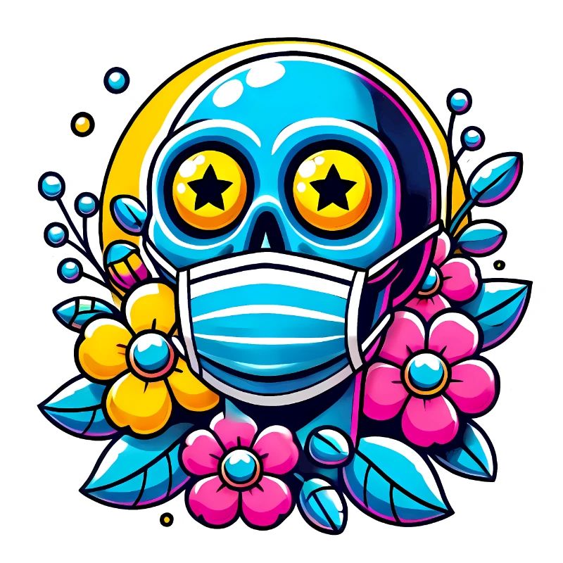 Dead Inside Skull with Rainbow Flowers