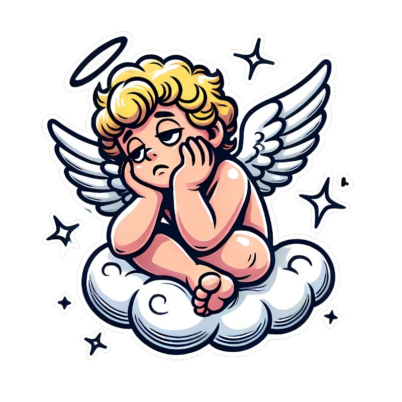 Funny Cherub on Cloud Pop Art Design