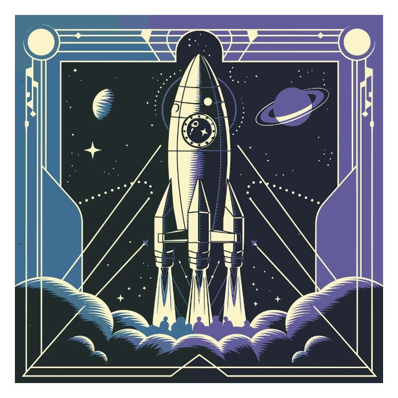 Fusée Art Déco – Design spatial de science-fiction vintage