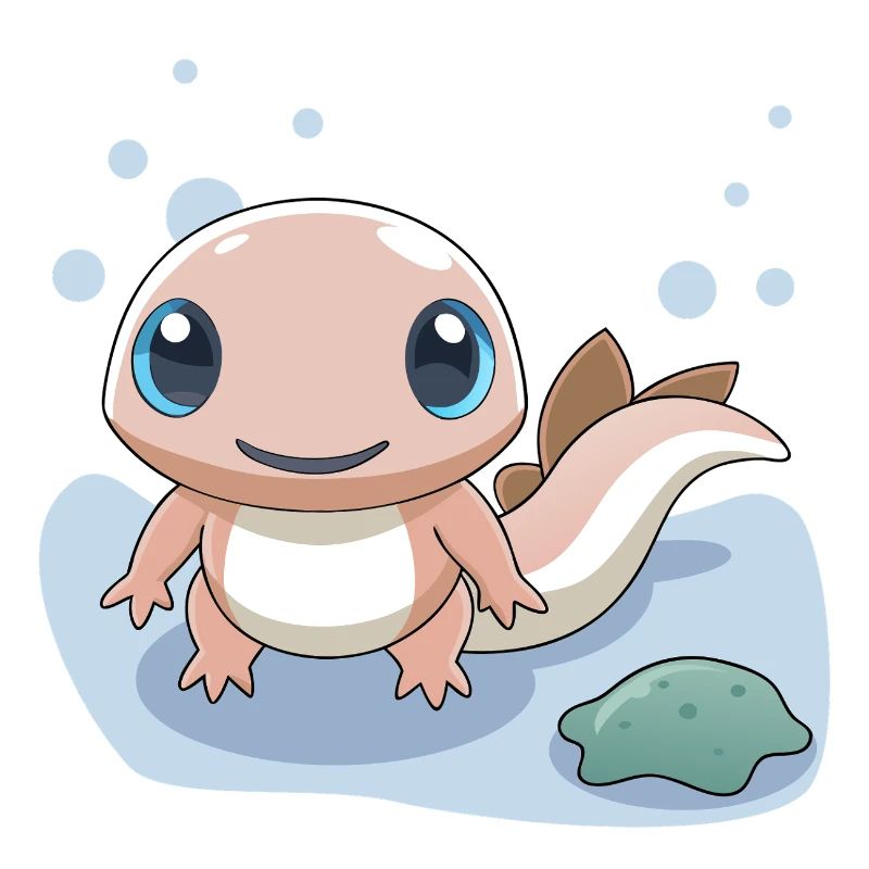 Small pink salamander at the water's edge