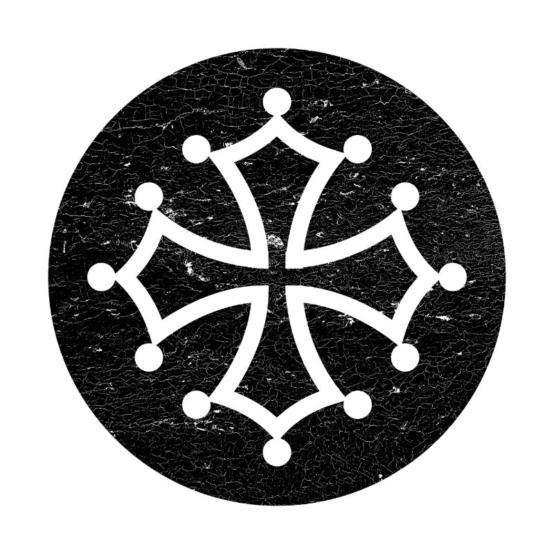Cathar cross in black circle - Occitan symbol